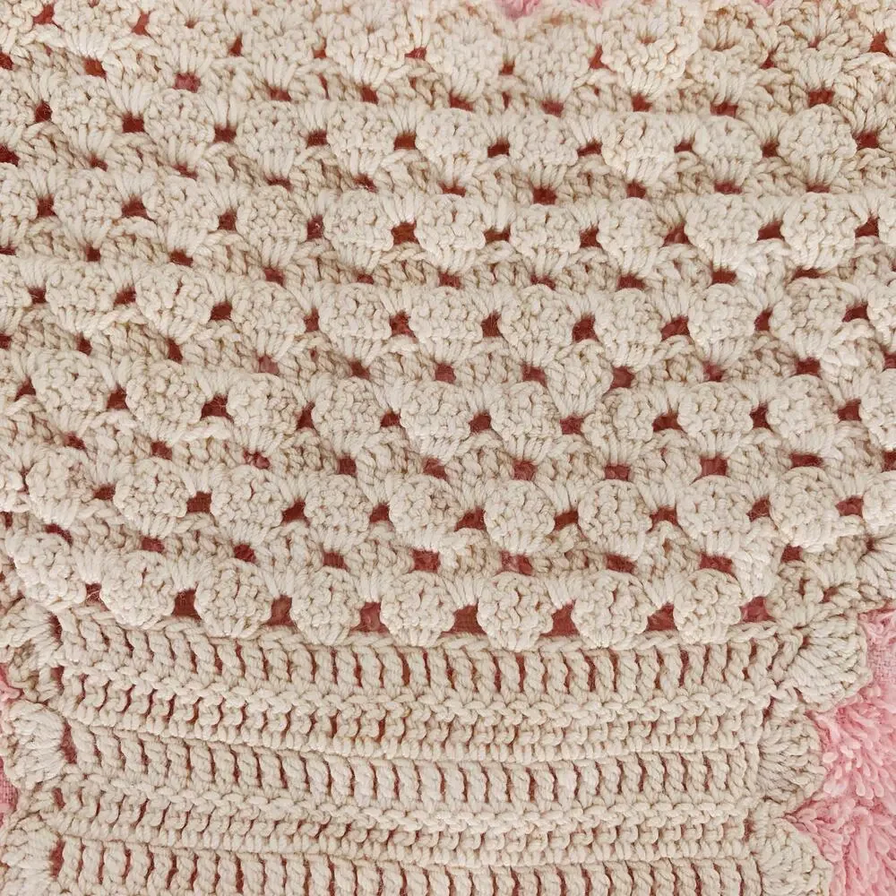 Vintage Bath Towel Set Penny's Pink Fringed Crochet Basket Edging Cotton Gift